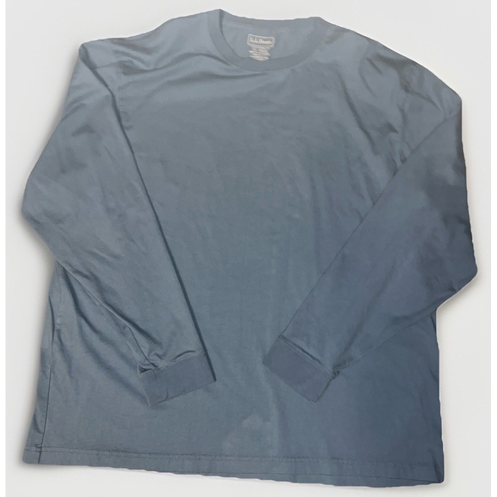 L.L Bean Men's Cotton Long Sleeved T-Shirt Trad Fit Blue Size XL Reg